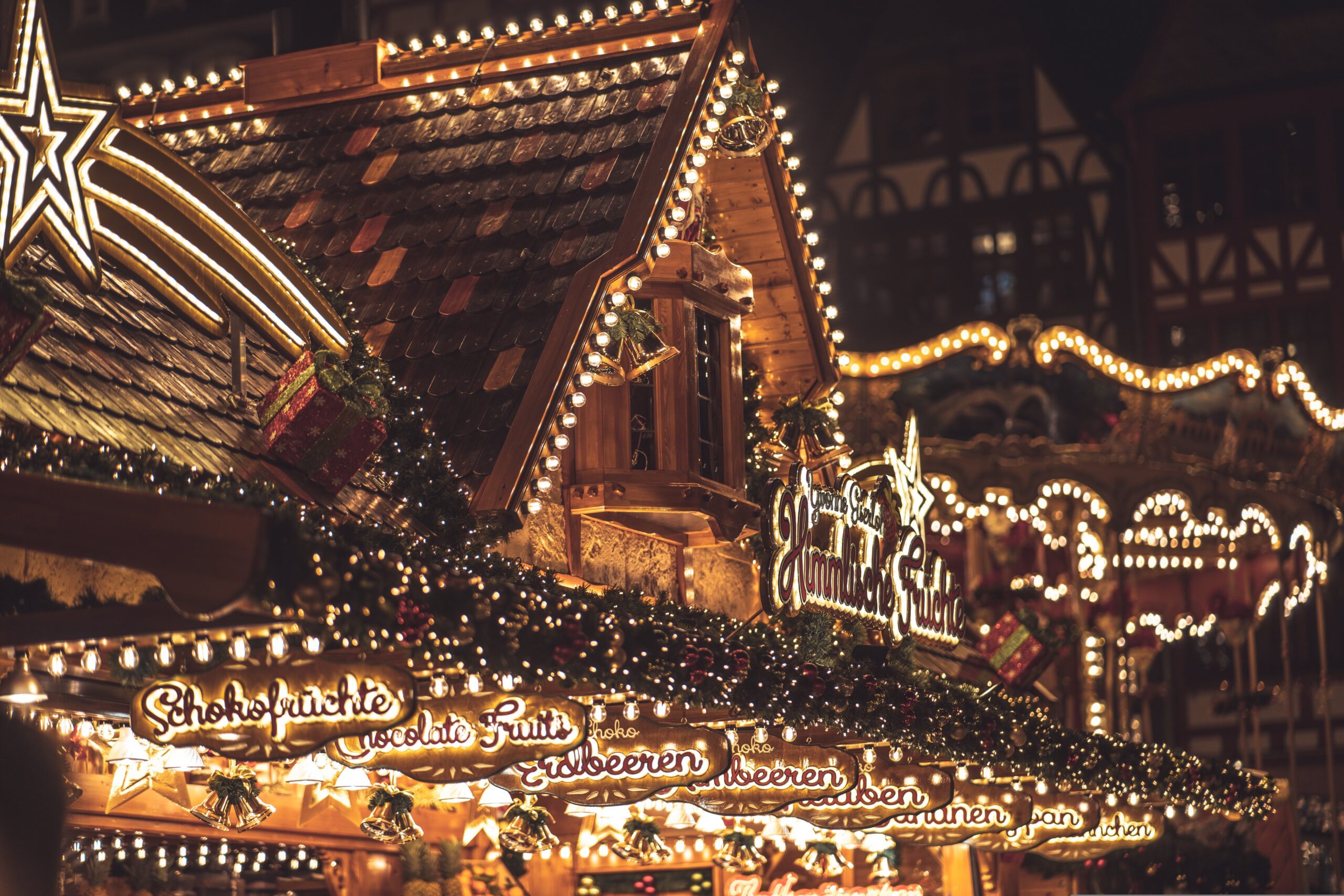 Foto kerstmarkt met licht